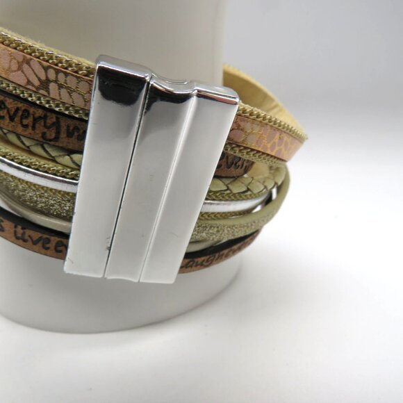 Teacher Bracelet Multi Layered Leather Wrap Beads Inspirational Quote Tree Charm - Picture 3 of 14